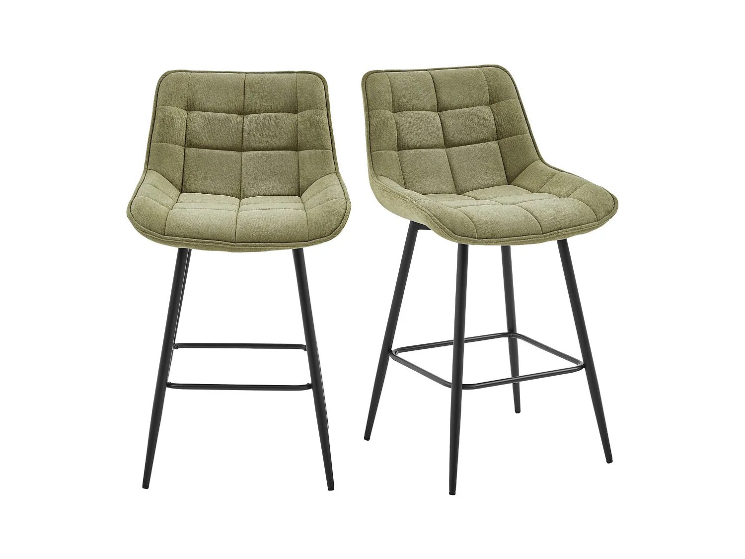 GRANT-Fauteuil de bar en tissu Sauge (x2)