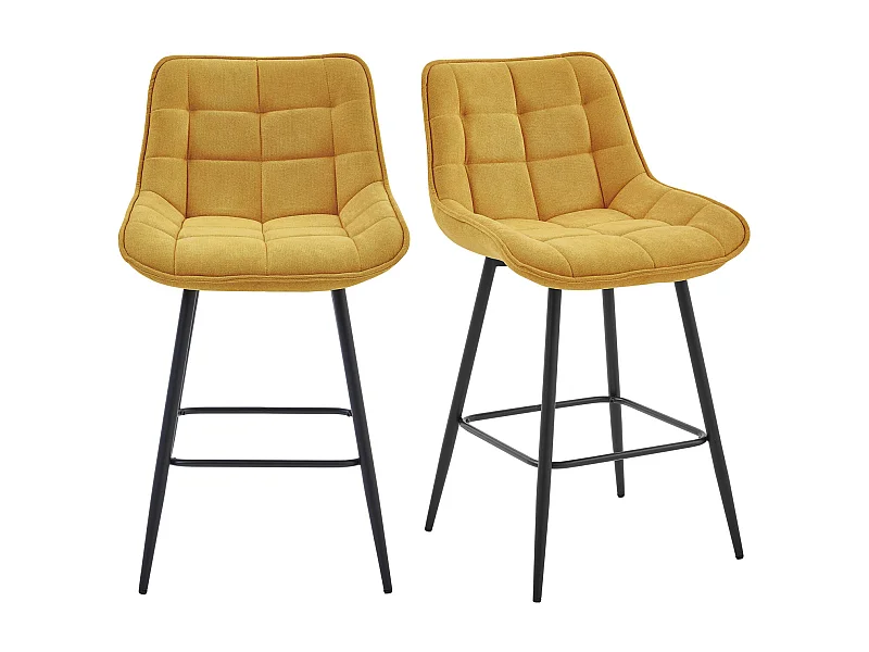 GRANT-Sedia da bar in tessuto senape e metallo nero (x2)