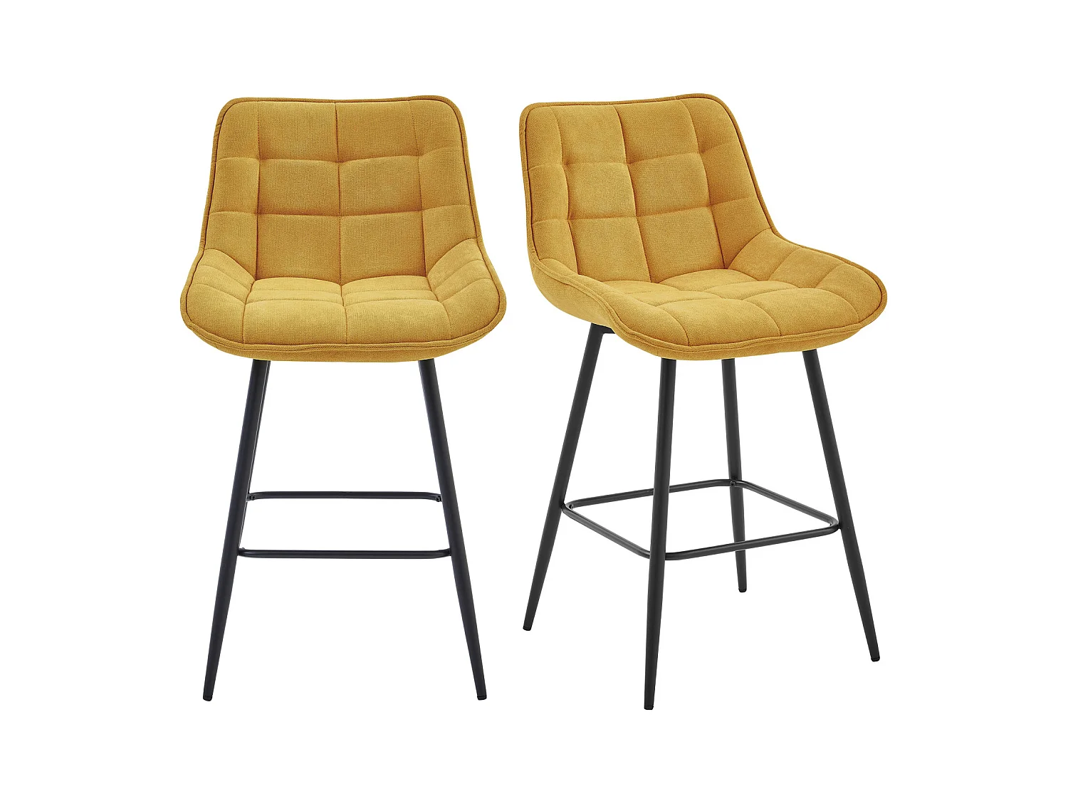 GRANT-Sedia da bar in tessuto senape e metallo nero (x2)