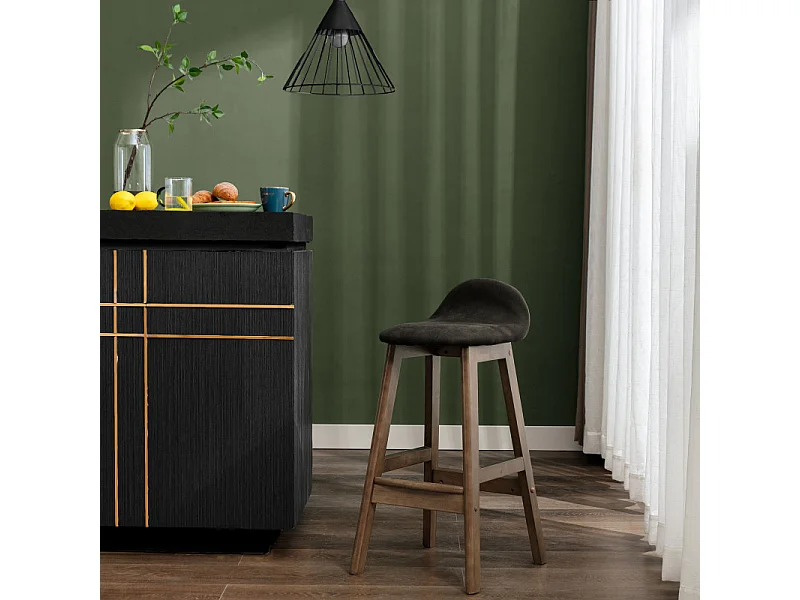 JUDE-Sedia da bar grigio antracite legno tinto noce (x2)