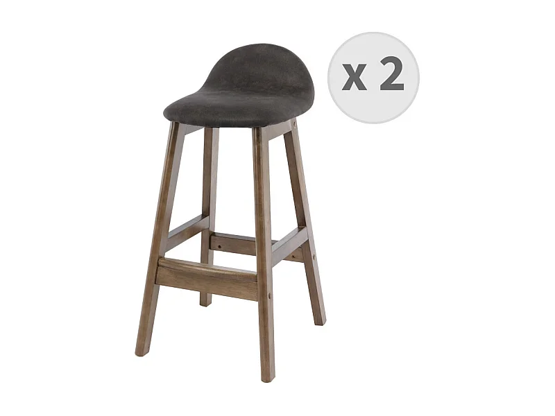 JUDE-Sedia da bar grigio antracite legno tinto noce (x2)