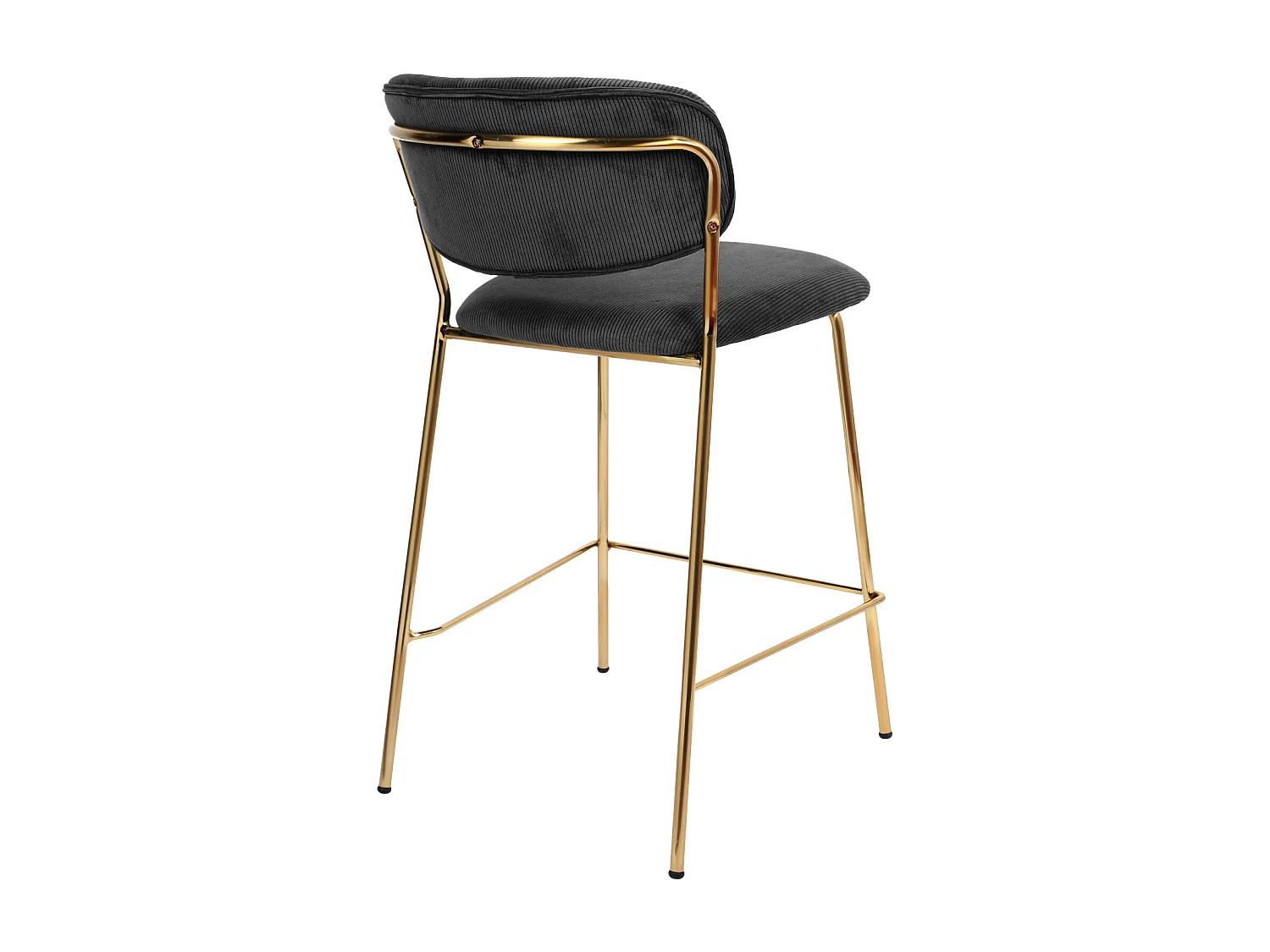 CLARA-Silla de bar de tela acanalada negro y dorado (x2