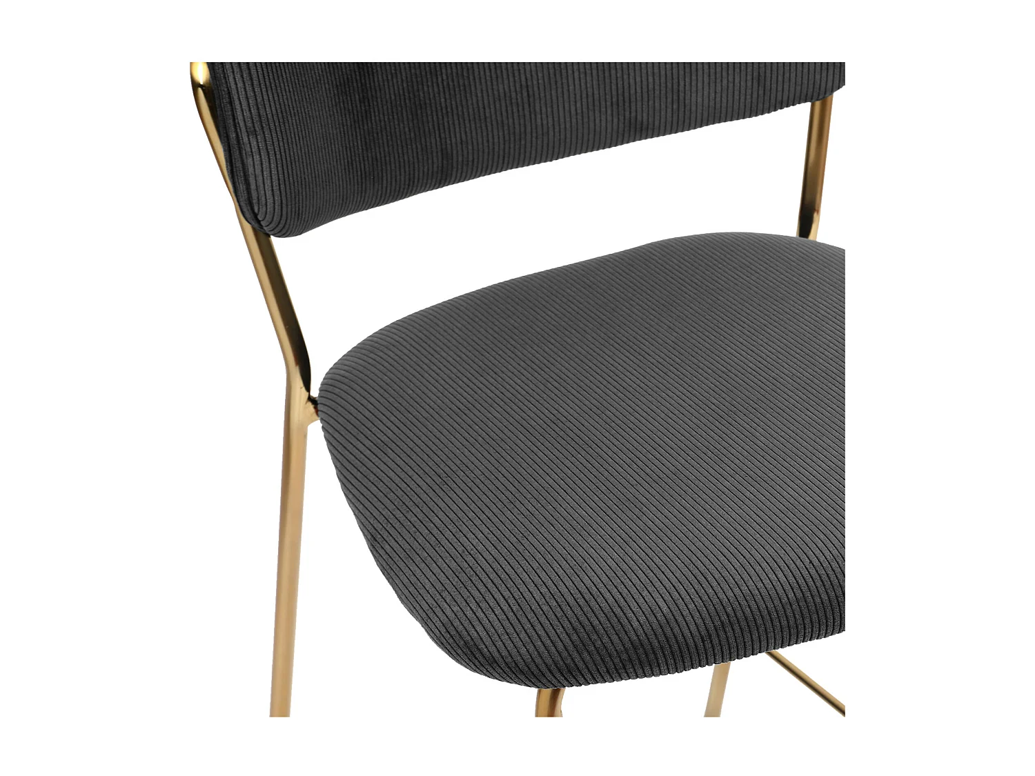 CLARA-Silla de bar de tela acanalada negro y dorado (x2