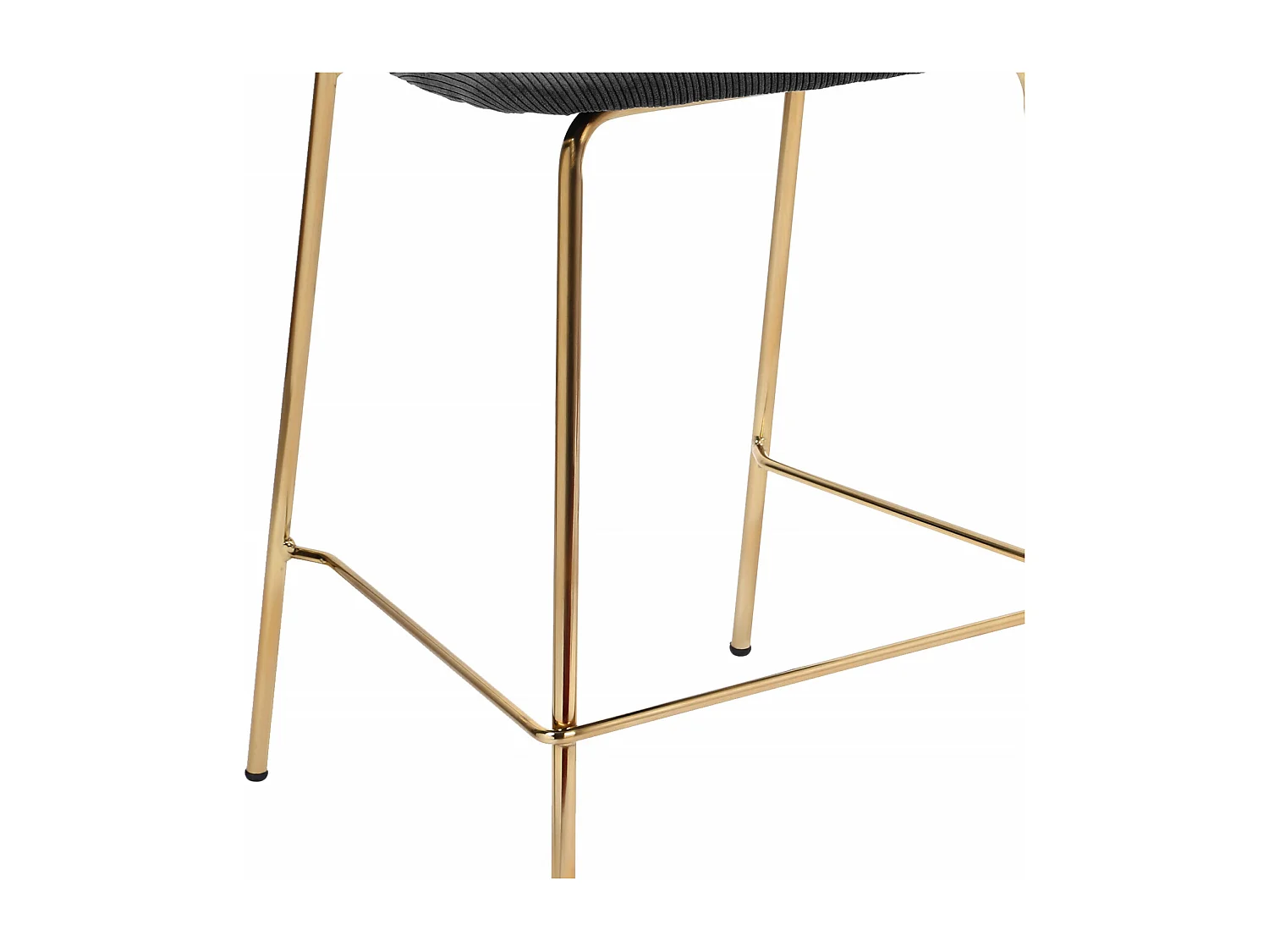 CLARA-Silla de bar de tela acanalada negro y dorado (x2