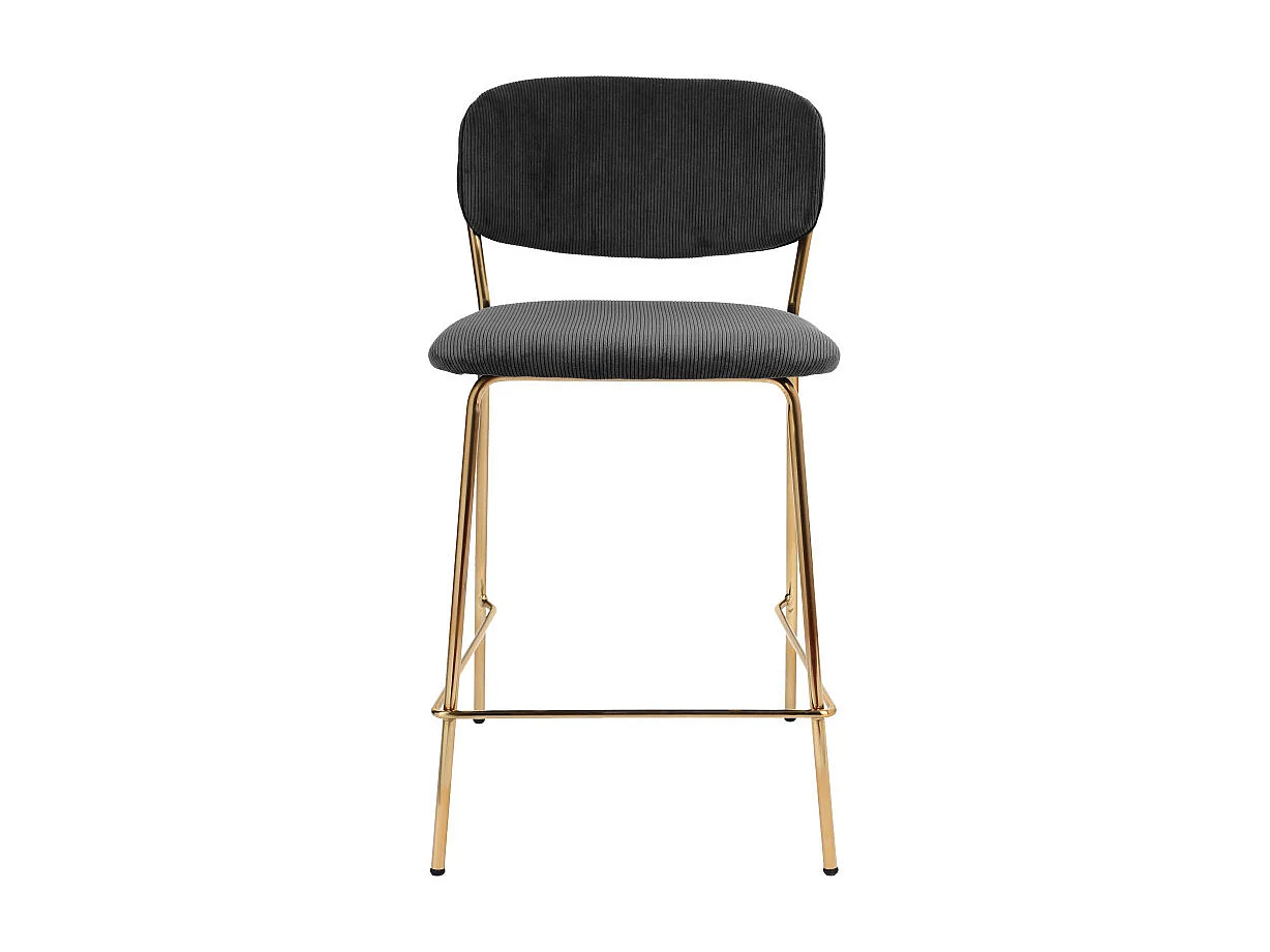 CLARA-Silla de bar de tela acanalada negro y dorado (x2