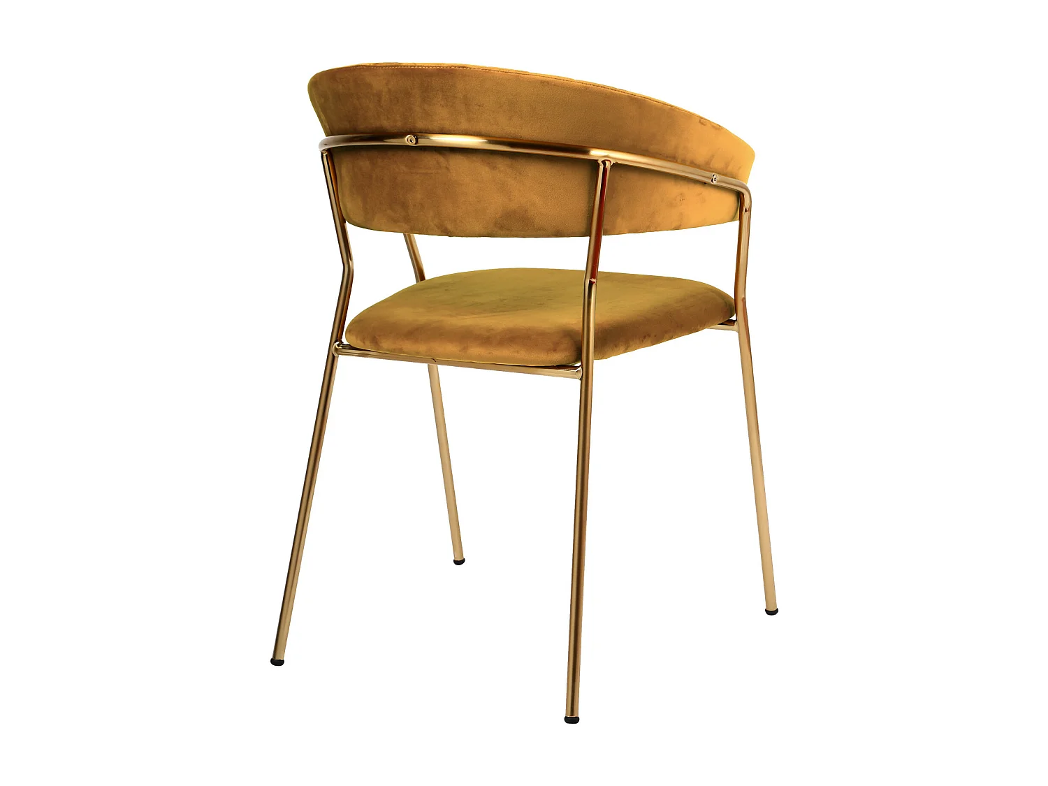 HUGO-Sedia con braccioli in velluto senape e  dorato (x2)