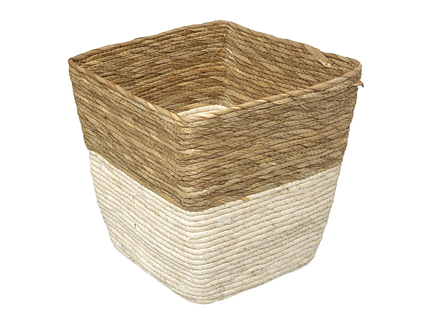 Boîte de rangement tressée bicolore Blanc 31 x 31 cm