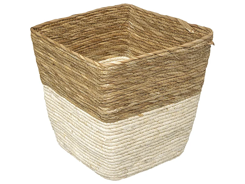 Boîte de rangement tressée bicolore Blanc 31 x 31 cm