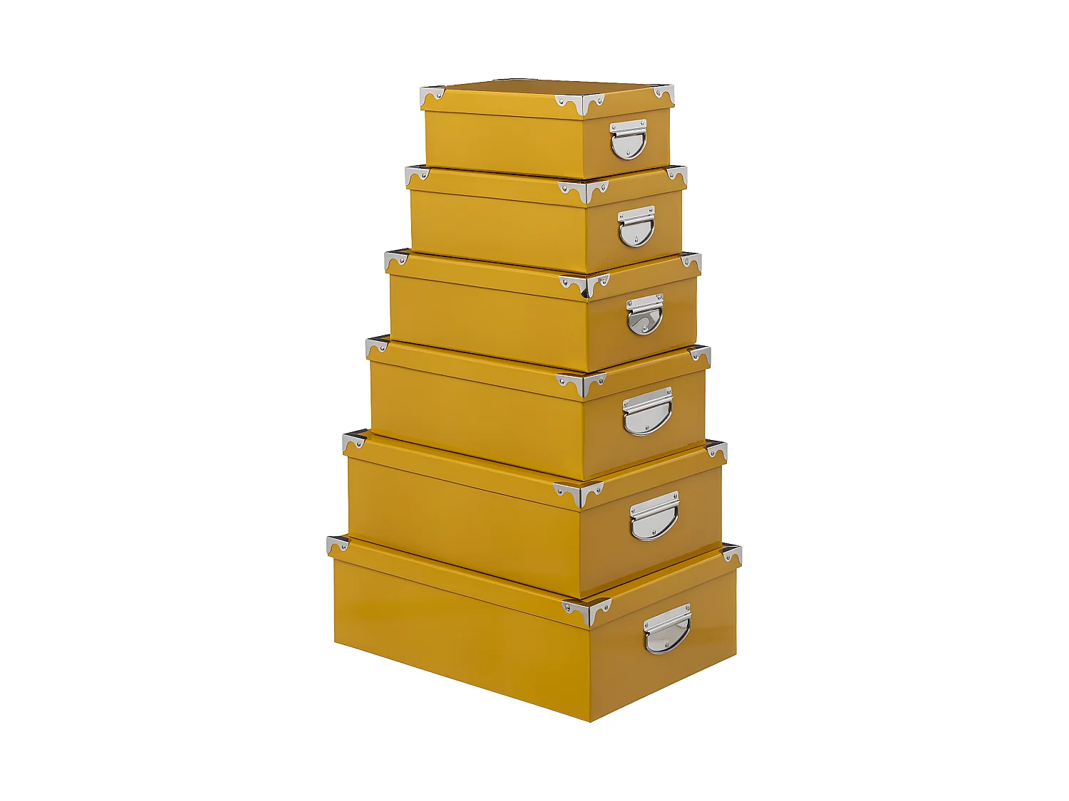 Lot de 6 Boîtes de rangement avec poignées et coins en métal coloris Jaune