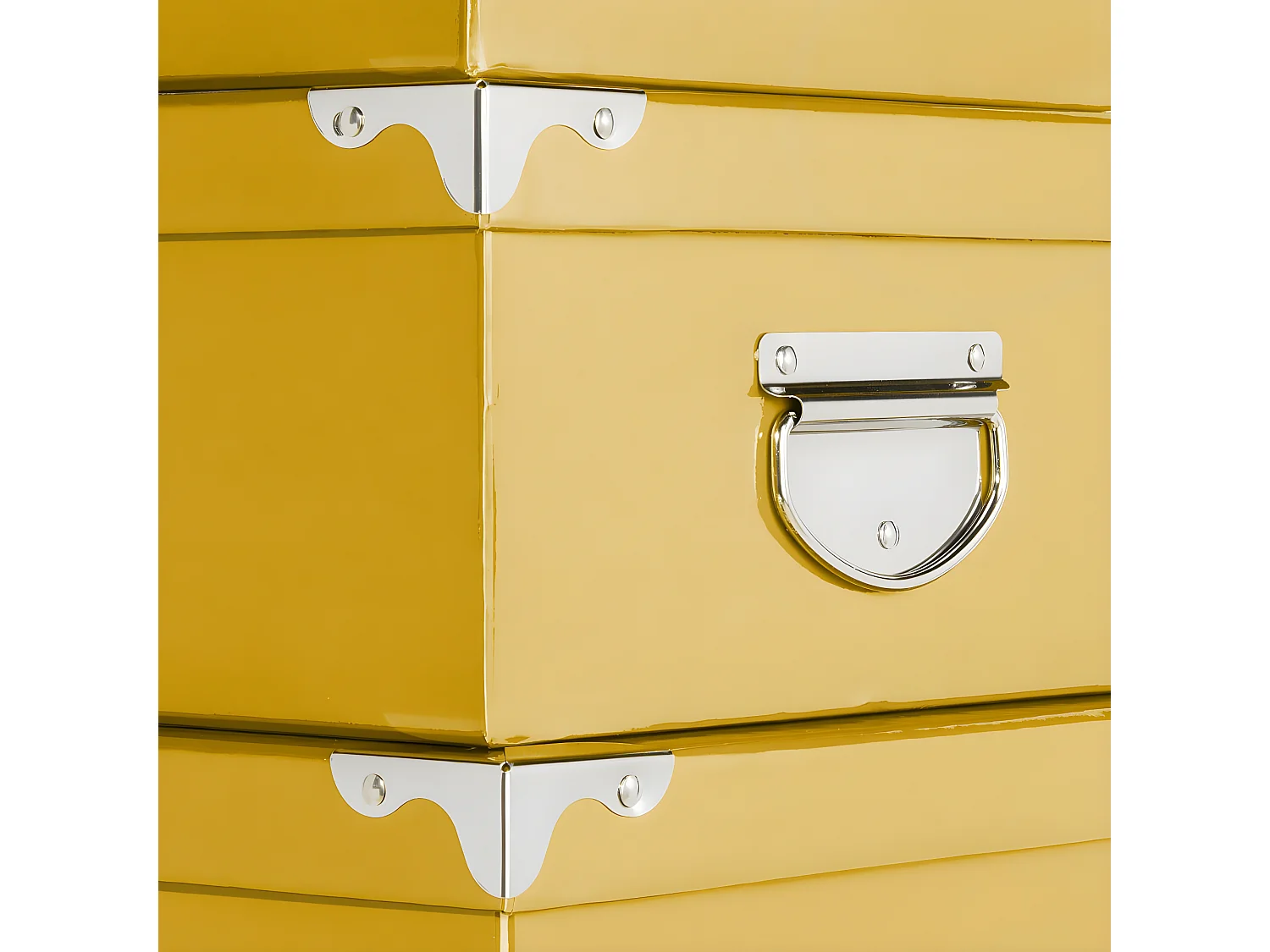 Lot de 6 Boîtes de rangement avec poignées et coins en métal coloris Jaune