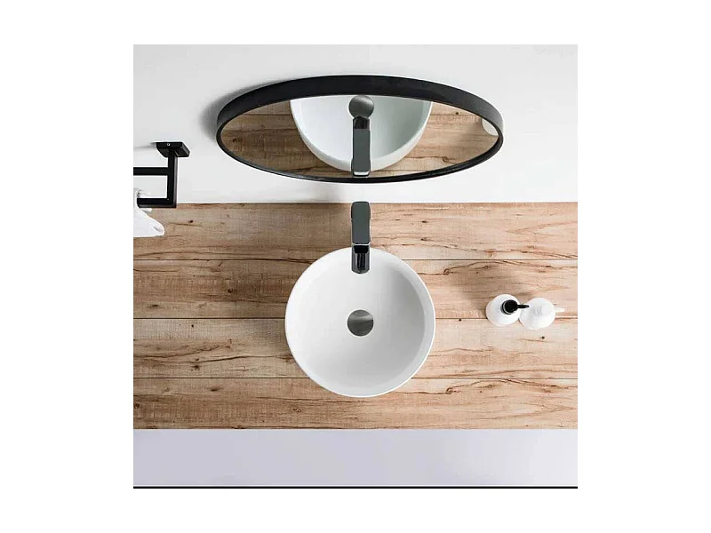 Lavabo blanco mate sobre encimera cerámico MENDOZA Ø 36 cm  Ø36 cm