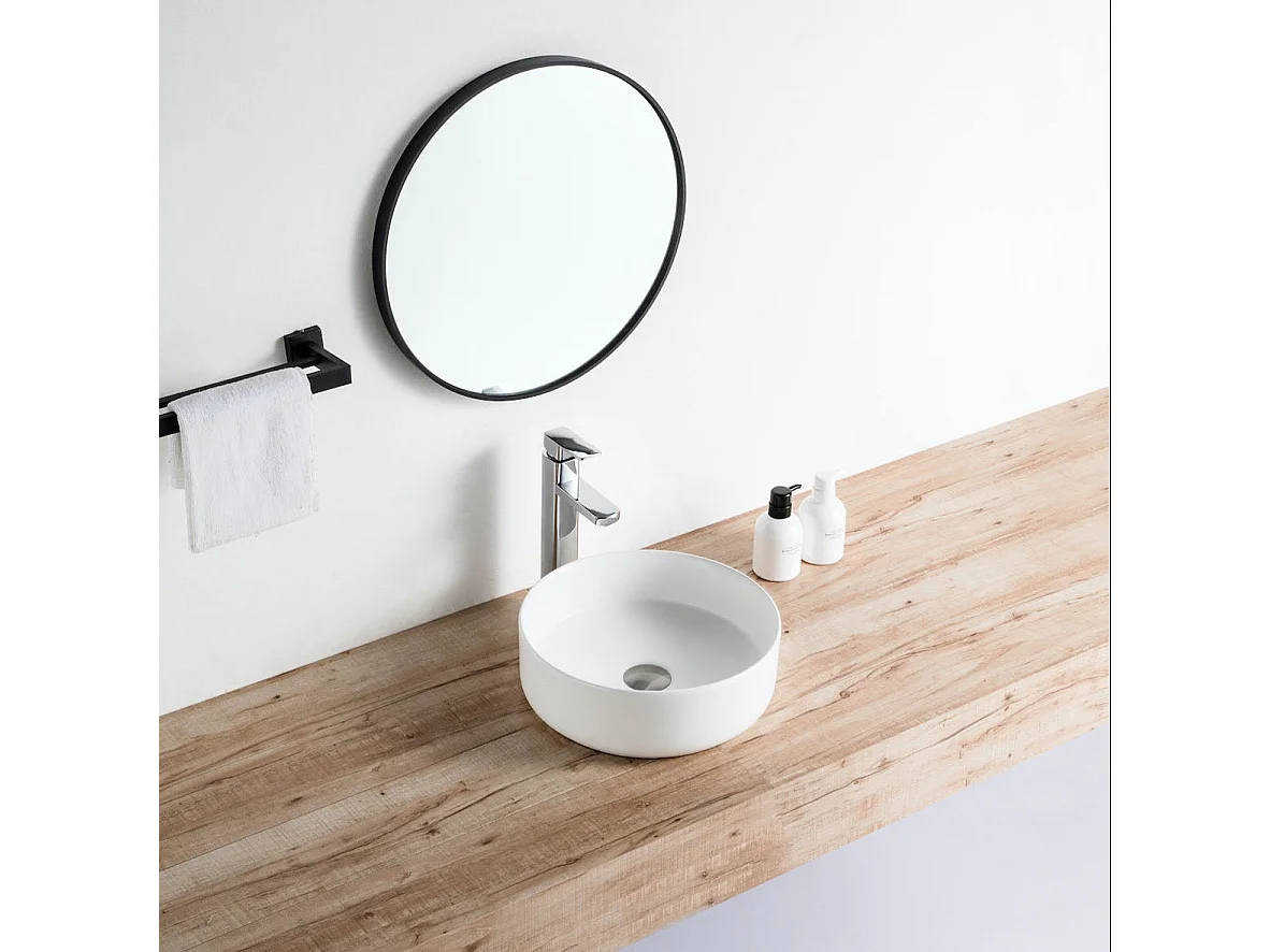 Lavabo blanco mate sobre encimera cerámico MENDOZA Ø 36 cm  Ø36 cm