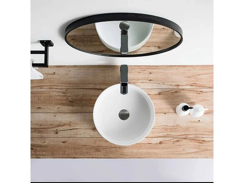 Lavabo blanco mate sobre encimera cerámico MENDOZA Ø 36 cm  Ø36 cm