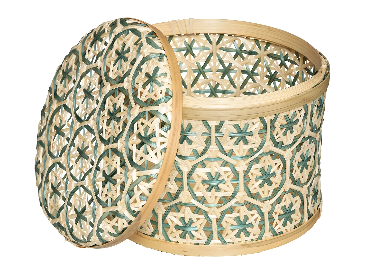 Lot de 2 Boites de rangement rondes en Bambou