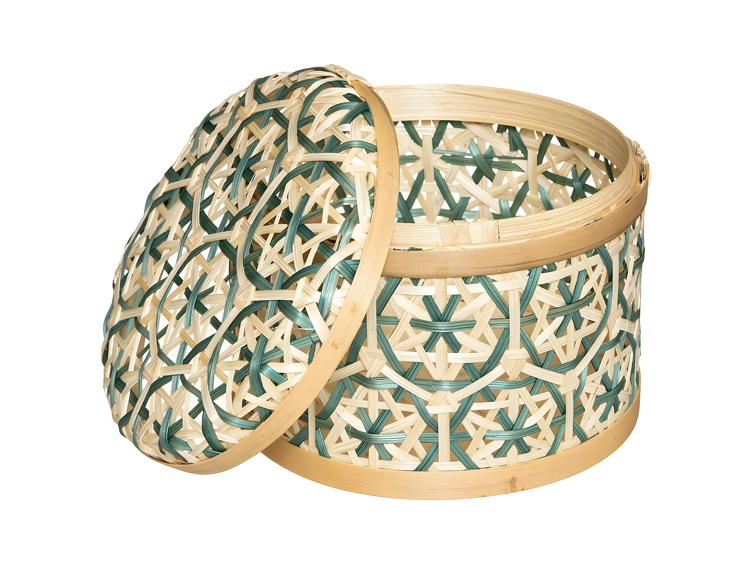 Lot de 2 Boites de rangement rondes en Bambou