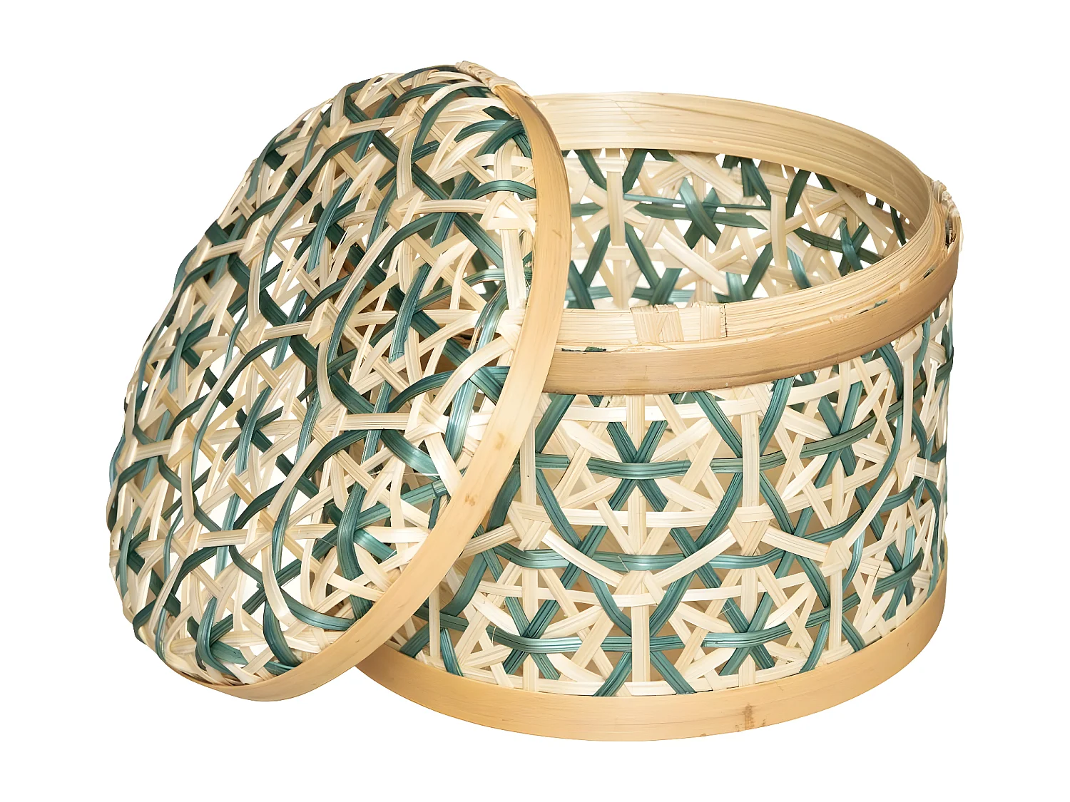 Lot de 2 Boites de rangement rondes en Bambou