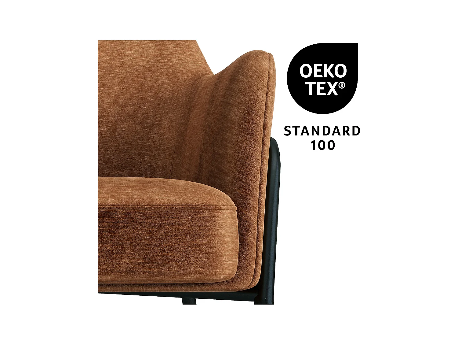 LAYTON-Poltrona lounge, tessuto Terracotta e nero opaco