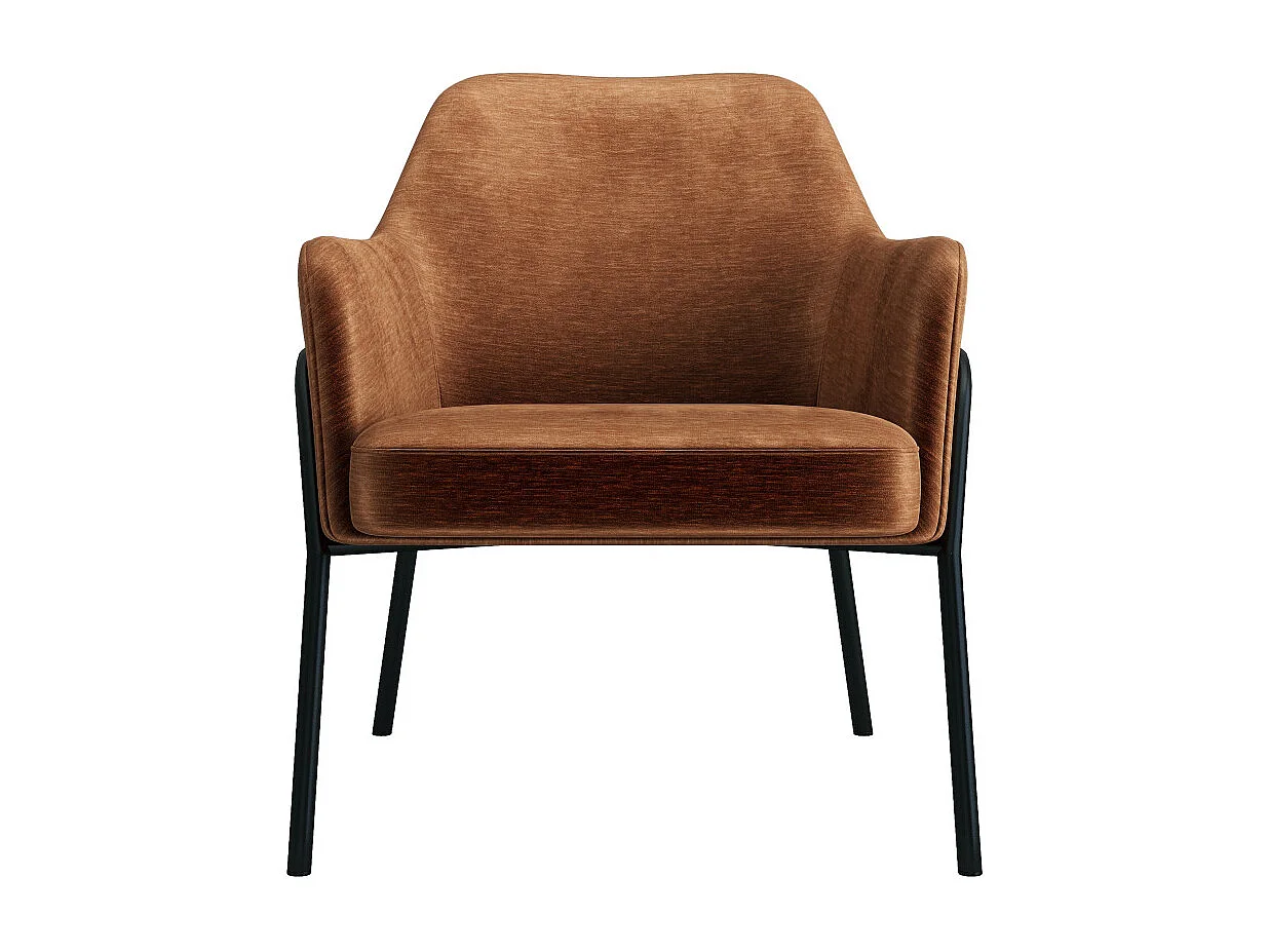 LAYTON-Fauteuil lounge en velours Retro Terracotta