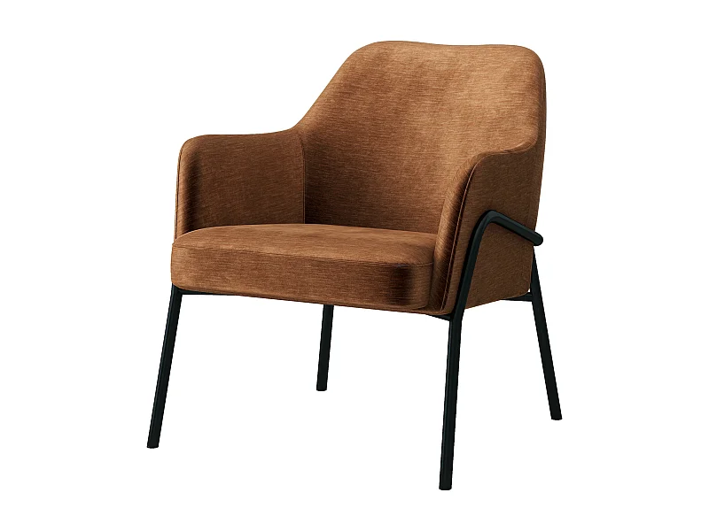 LAYTON-Sillón lounge, Tela  Terracota y metal negro mate