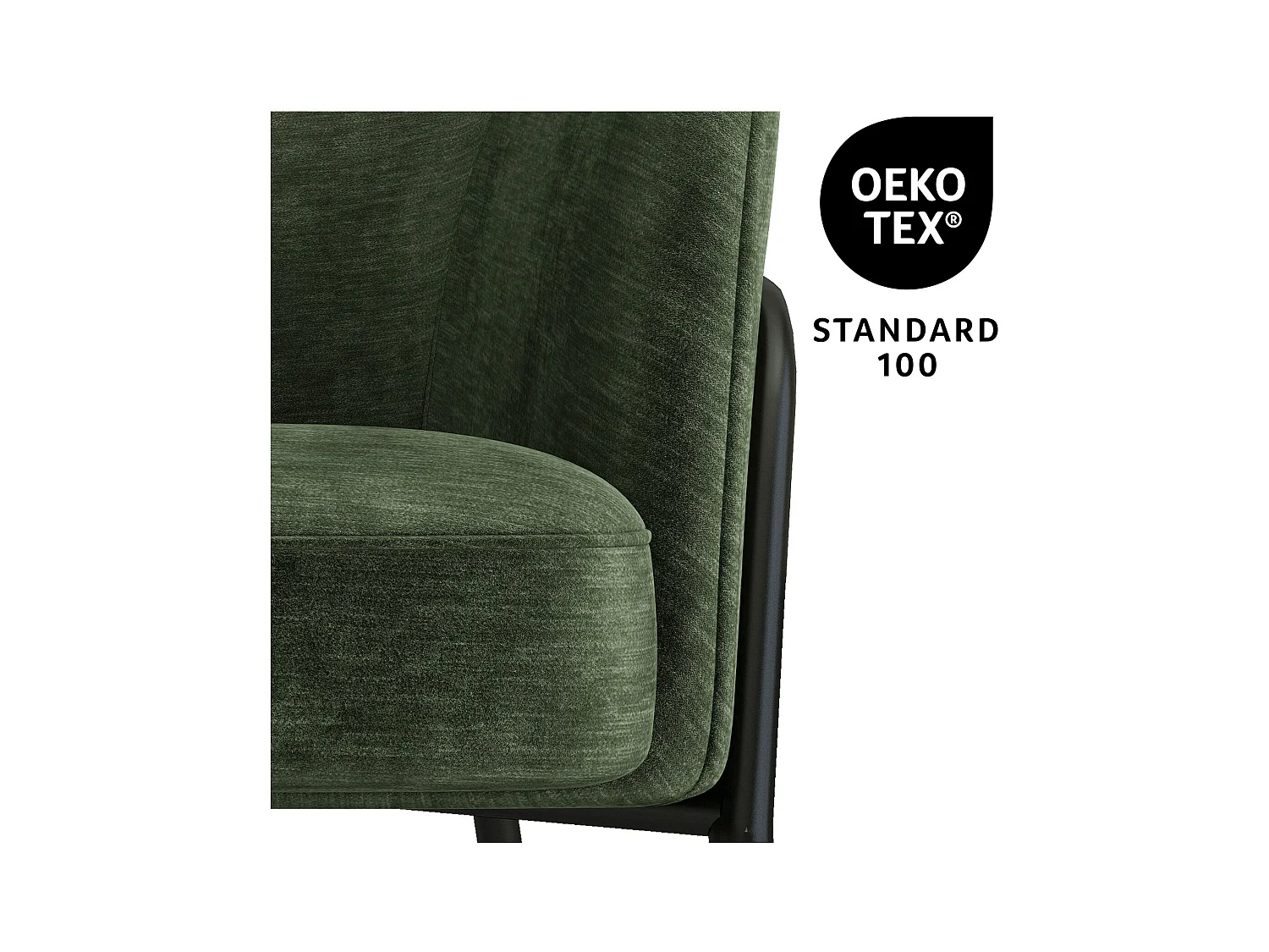 LAYTON-Poltrona lounge, tessuto verde e metallo nero opaco