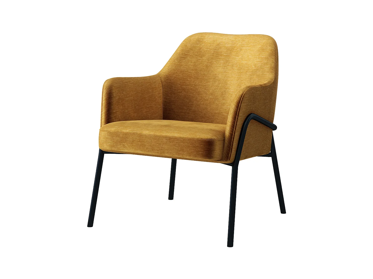 LAYTON-Sillón lounge, Tela  mostaza y metal negro mate