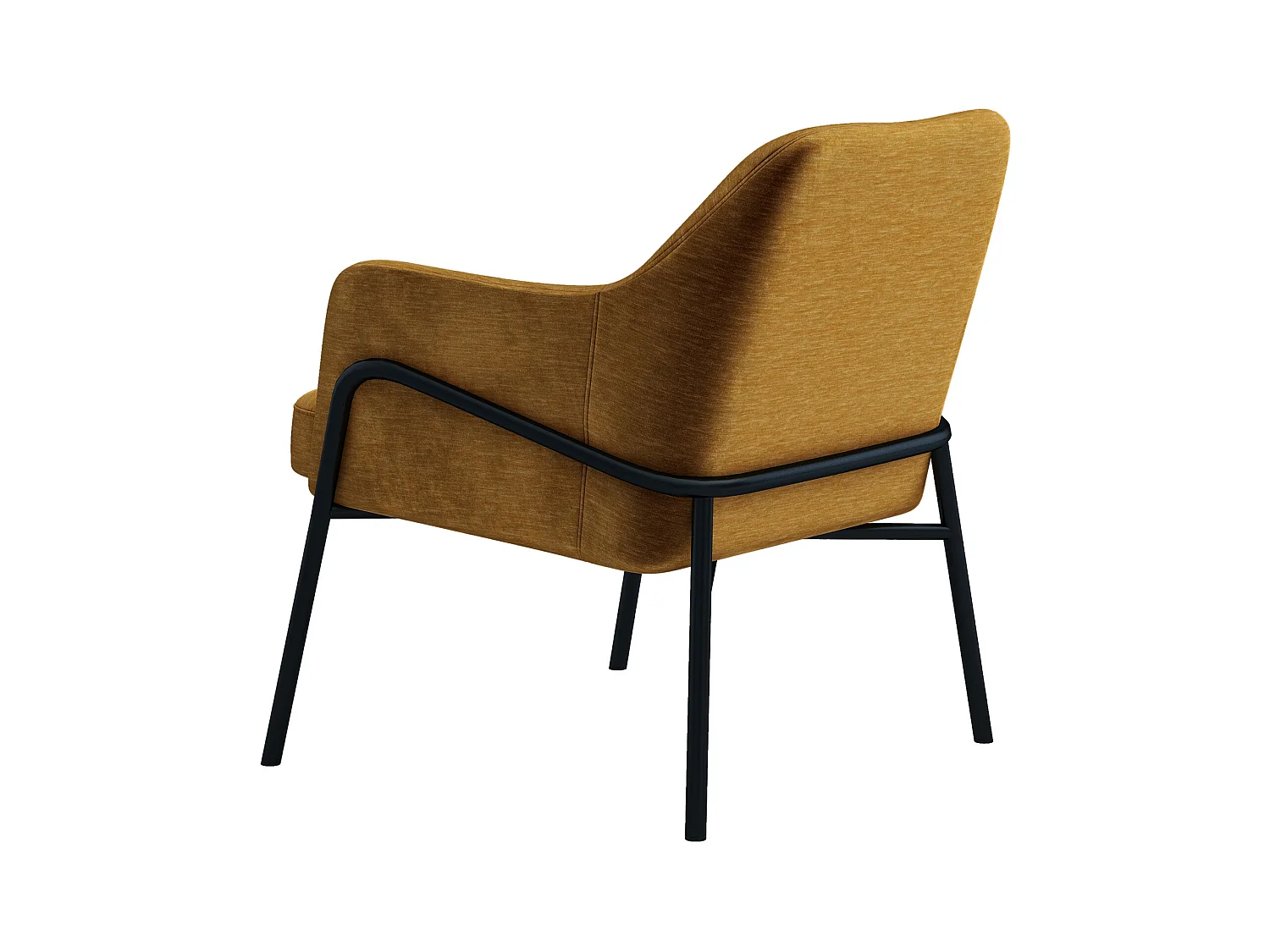 LAYTON-Sillón lounge, Tela  mostaza y metal negro mate