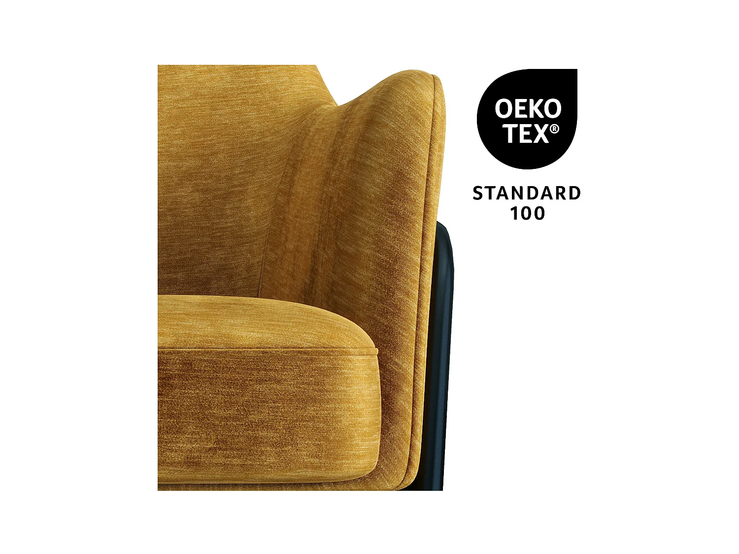 LAYTON-Sillón lounge, Tela  mostaza y metal negro mate