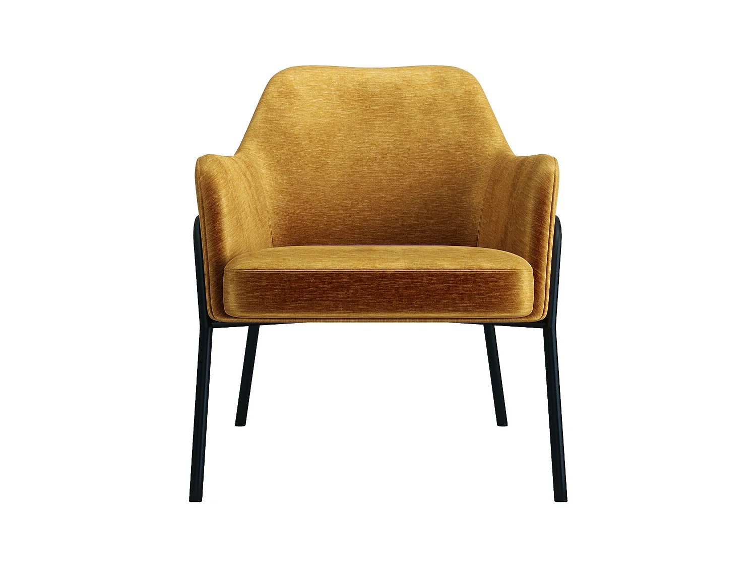 LAYTON-Sillón lounge, Tela  mostaza y metal negro mate