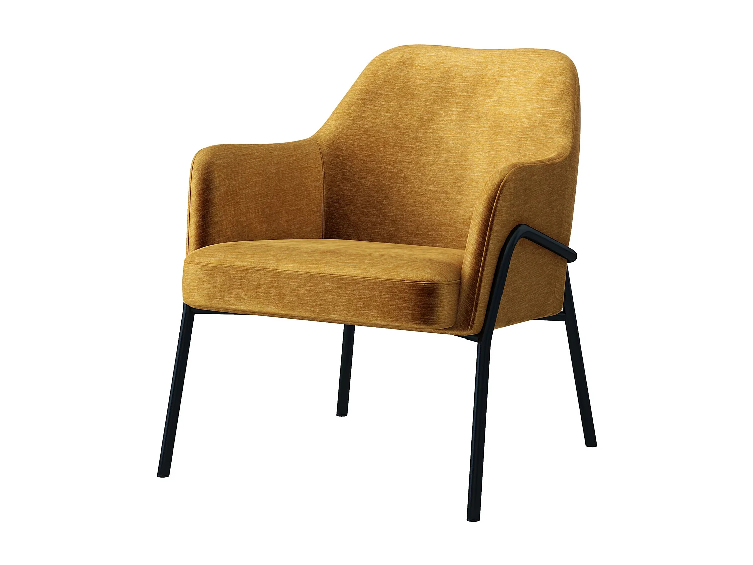 LAYTON-Fauteuil lounge en velours Retro Moutarde