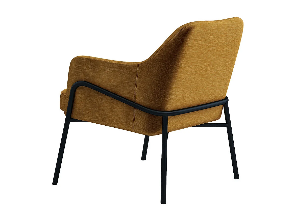 LAYTON-Fauteuil lounge en velours Retro Moutarde