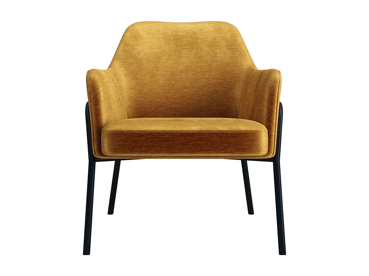 LAYTON-Fauteuil lounge en velours Retro Moutarde