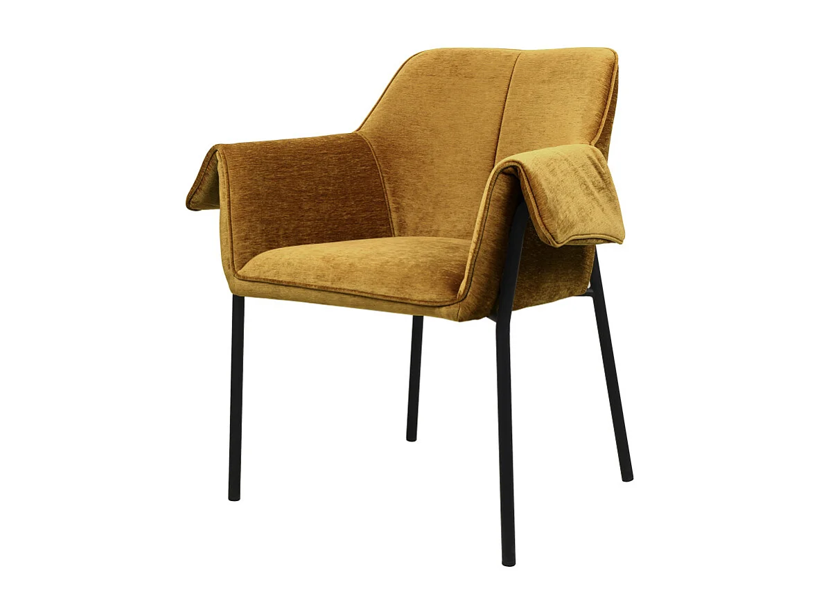 GASPARD-Poltrona da tavolo in tessuto senape e nero