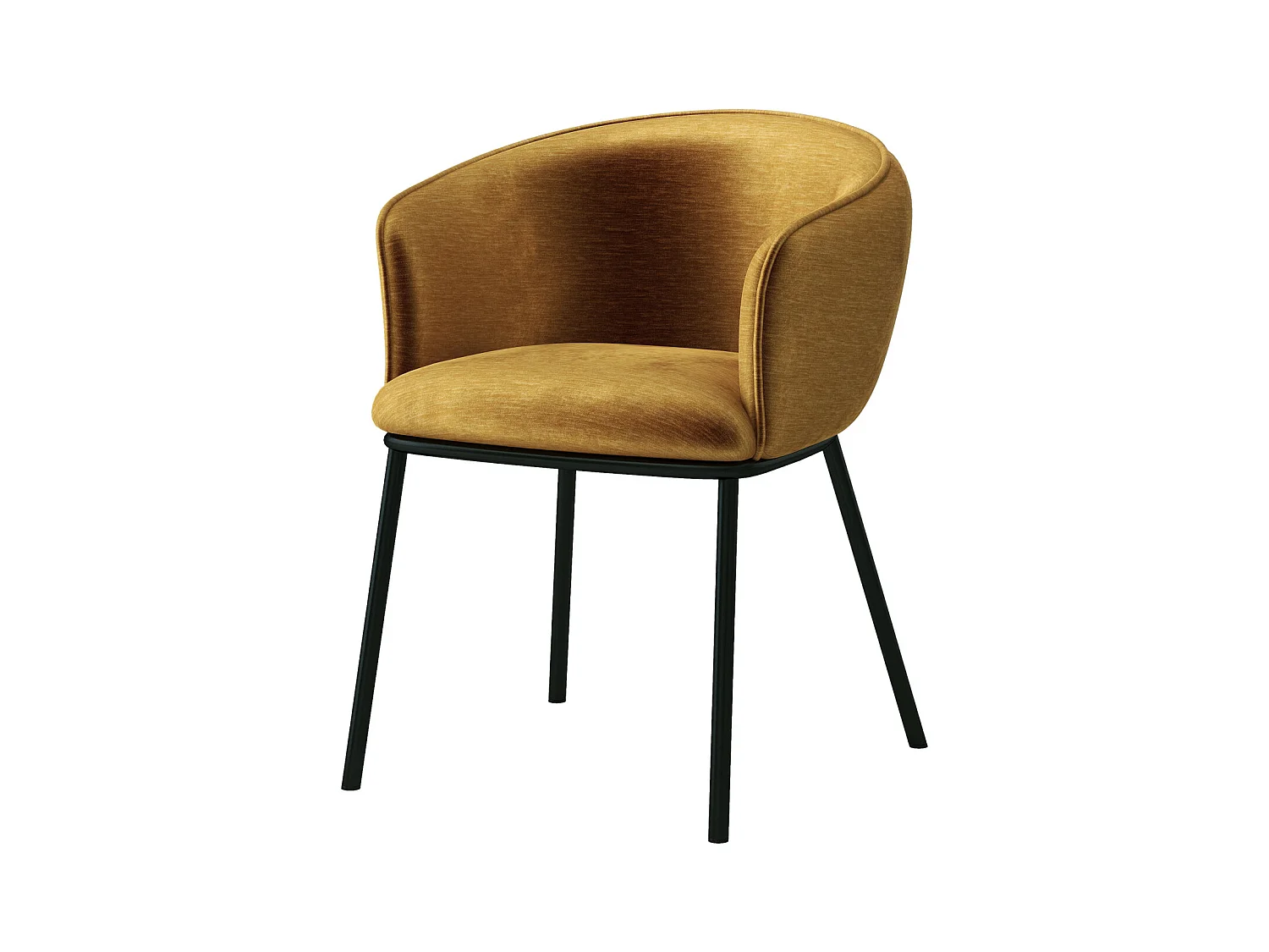 ALVIN-Silla de mesa de tela mostaza y metal negro