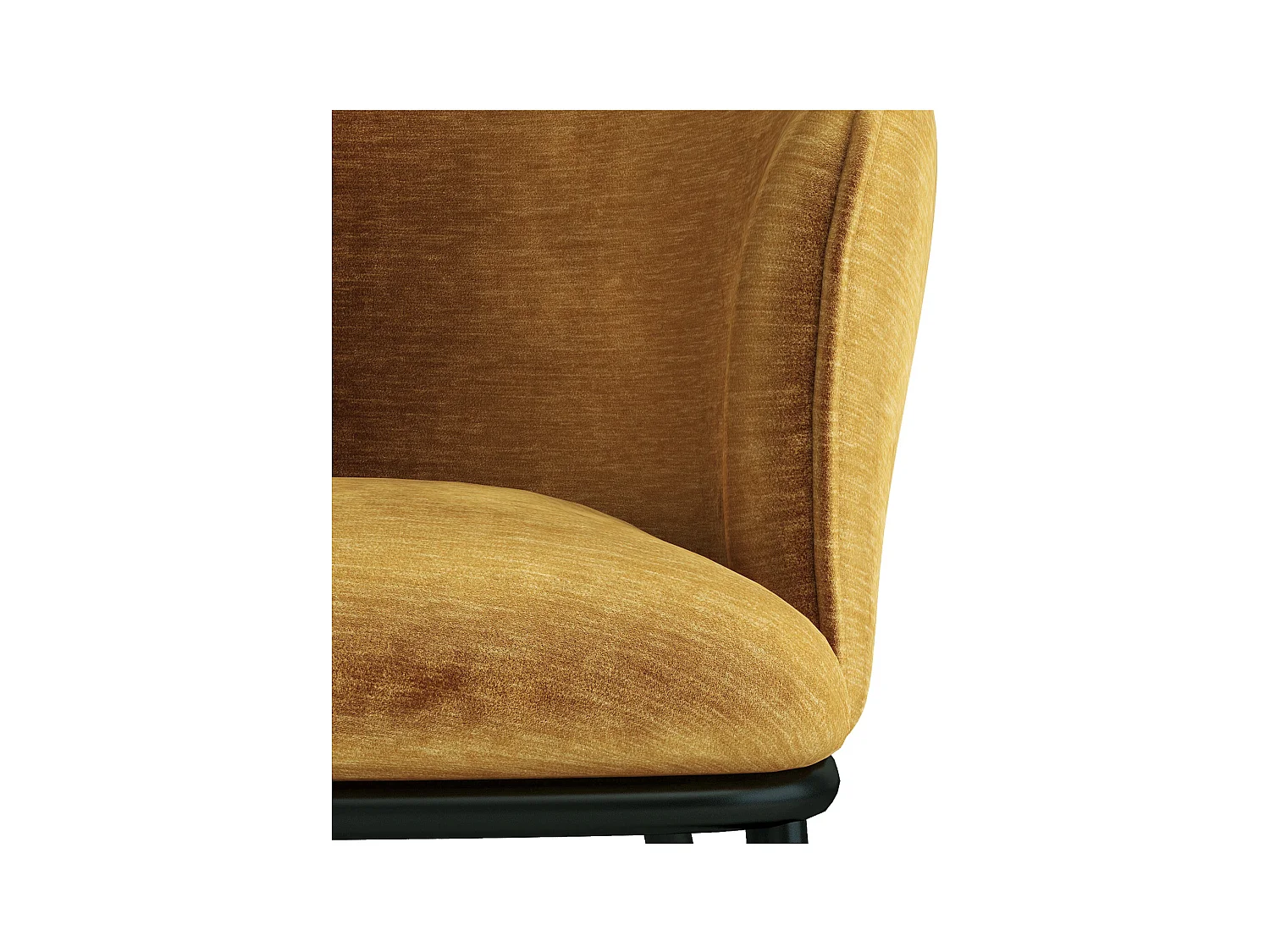 ALVIN-Silla de mesa de tela mostaza y metal negro