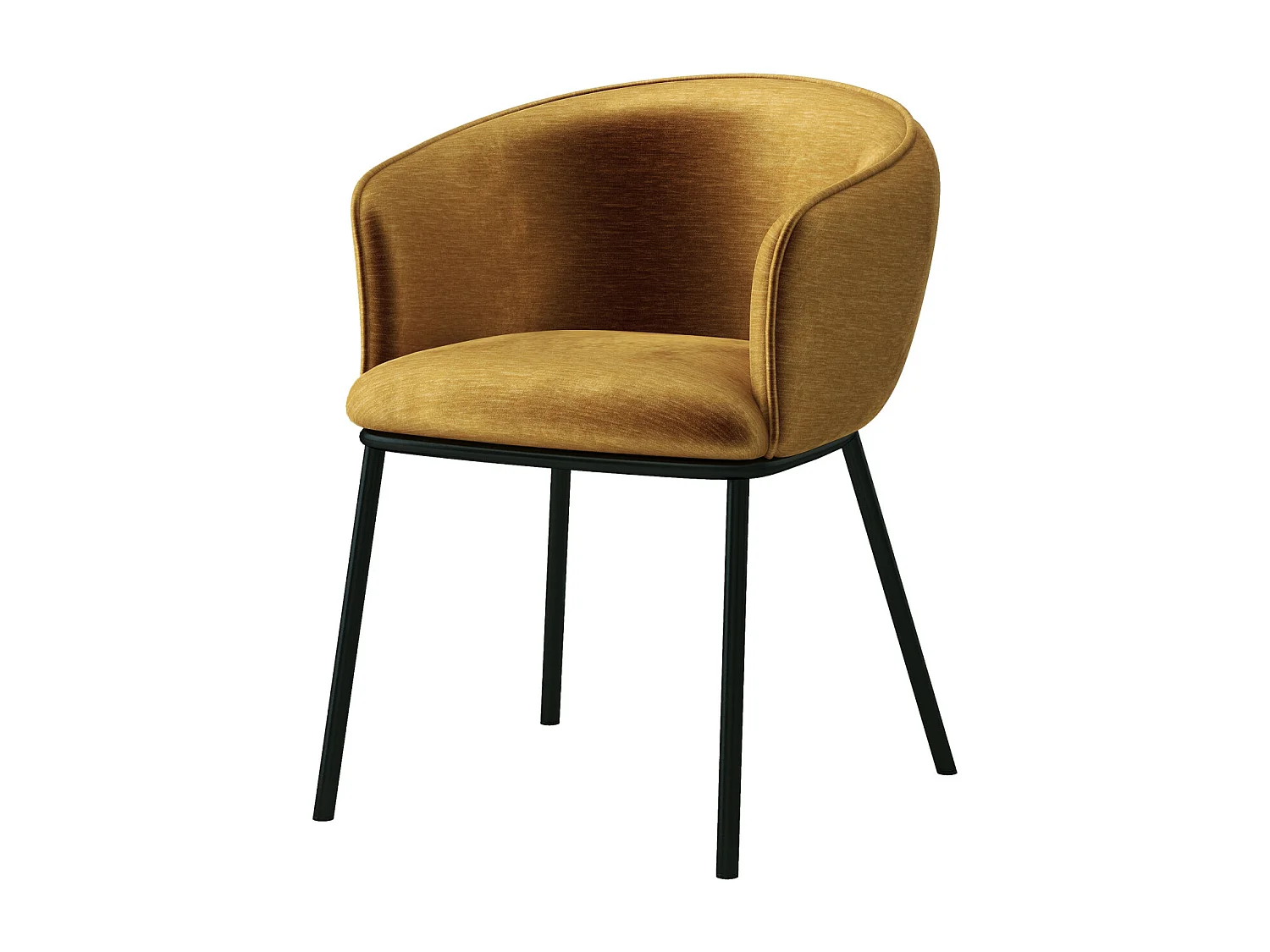 ALVIN-Fauteuil de table en velours Rétro Moutarde