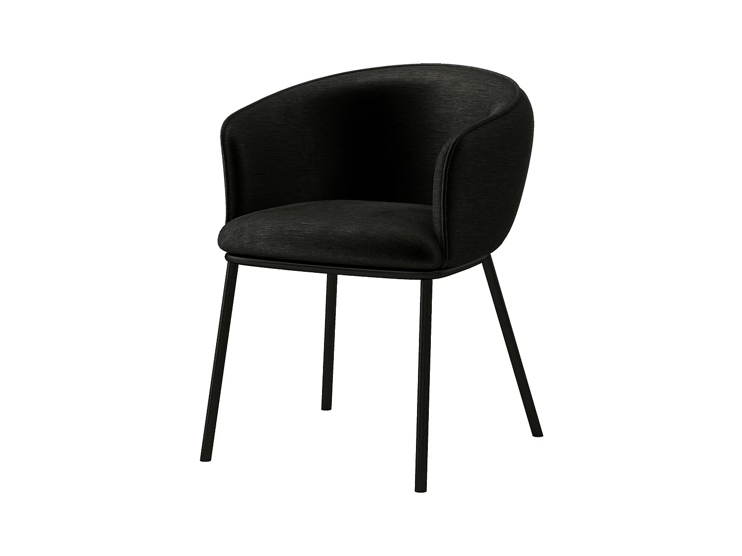 ALVIN-Poltrona da tavolo in tessuto nero e nero