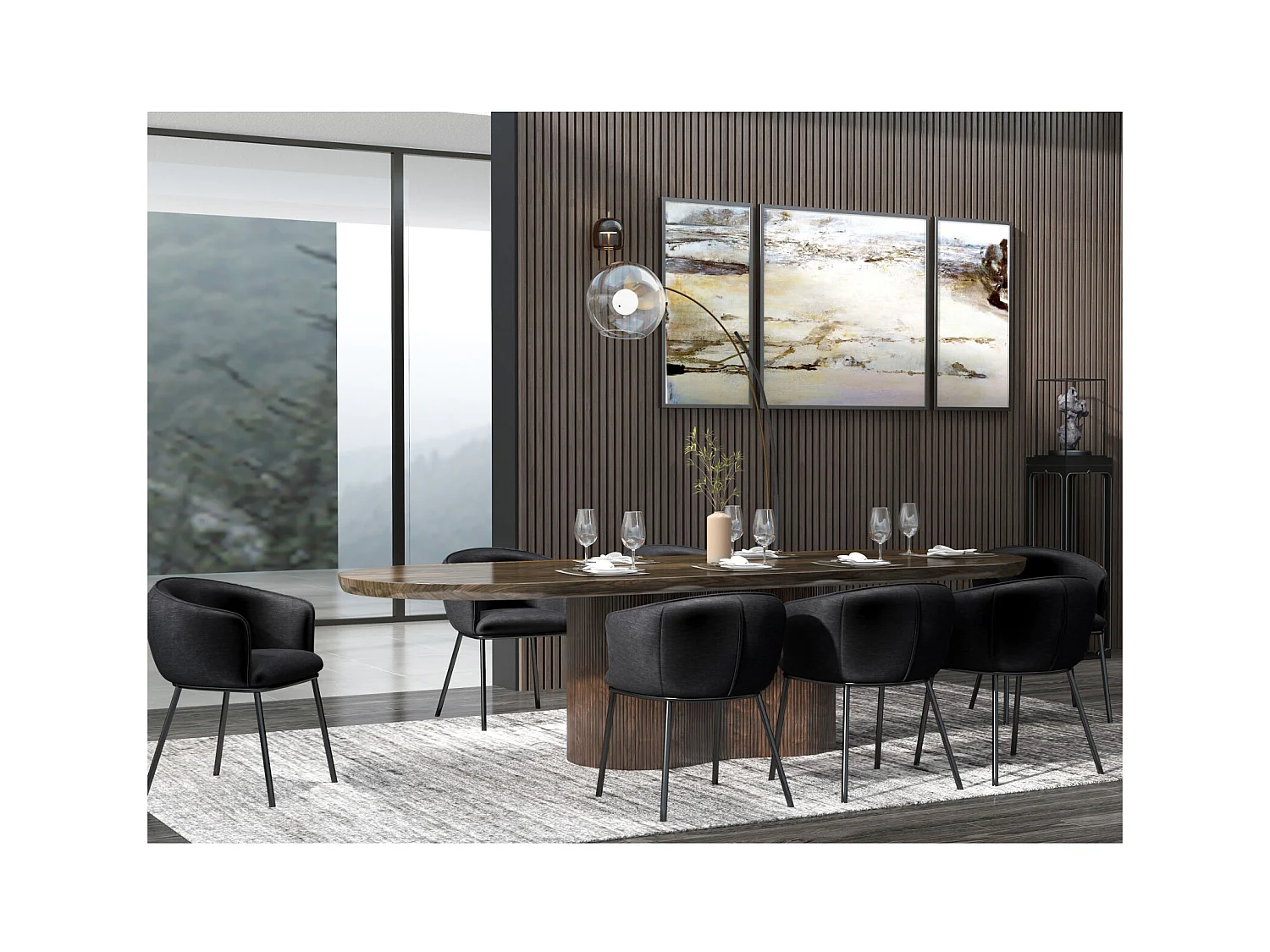 ALVIN-Poltrona da tavolo in tessuto nero e nero