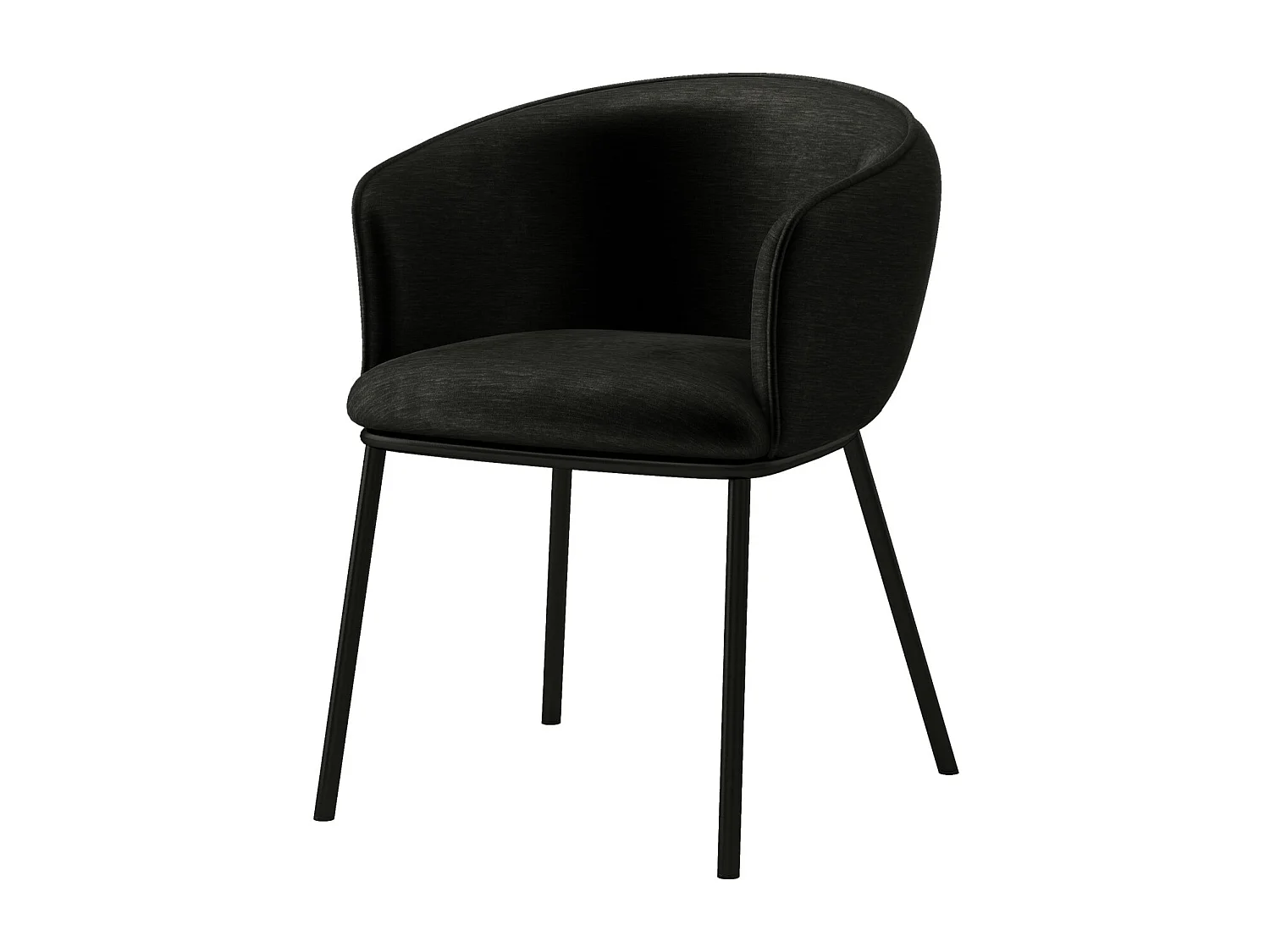 ALVIN-Fauteuil de table en velours Rétro Noir