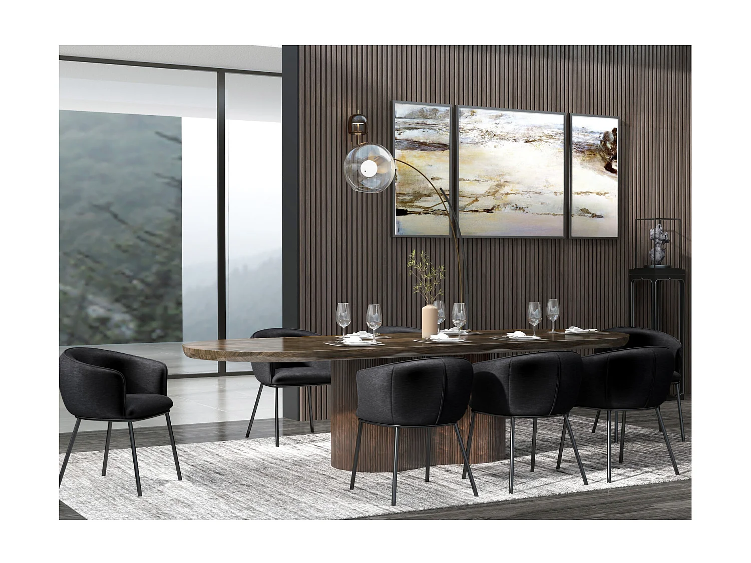 ALVIN-Fauteuil de table en velours Rétro Noir