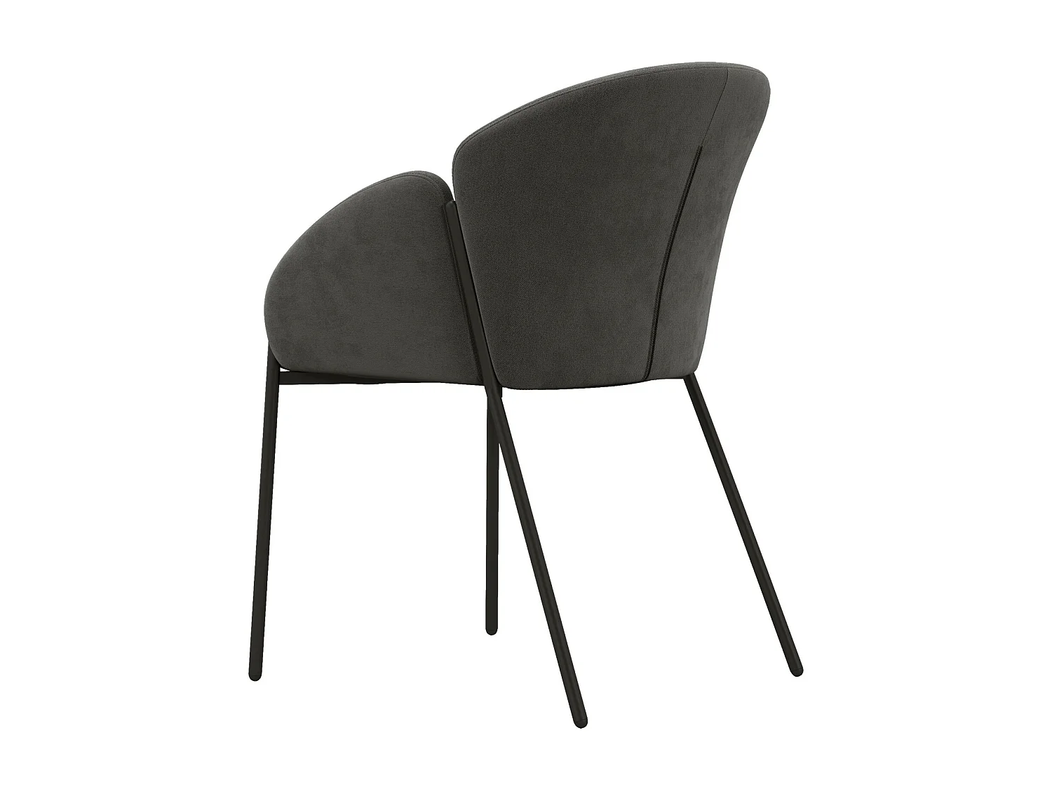 CANDICE - Fauteuil de table en tissu chevron Gris souris, métal noir(x2)