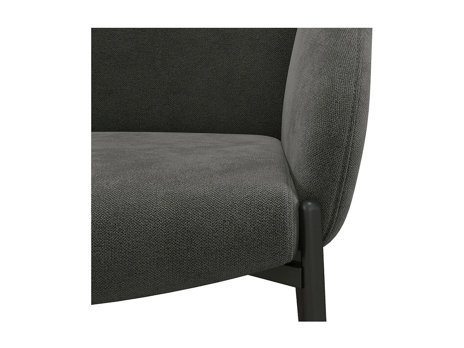 CANDICE - Fauteuil de table en tissu chevron Gris souris, métal noir(x2)