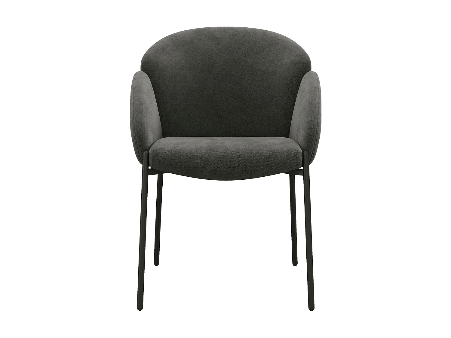CANDICE - Fauteuil de table en tissu chevron Gris souris, métal noir(x2)