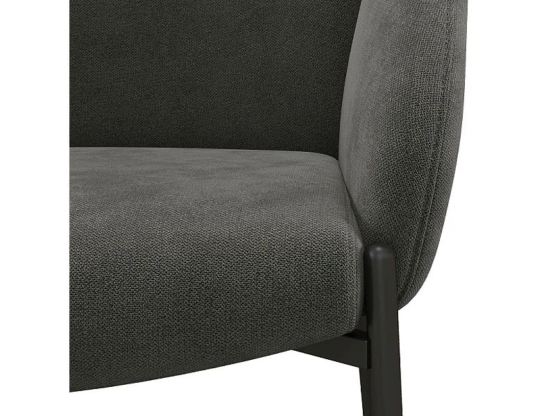 CANDICE - Fauteuil de table en tissu chevron Gris souris, métal noir(x2)