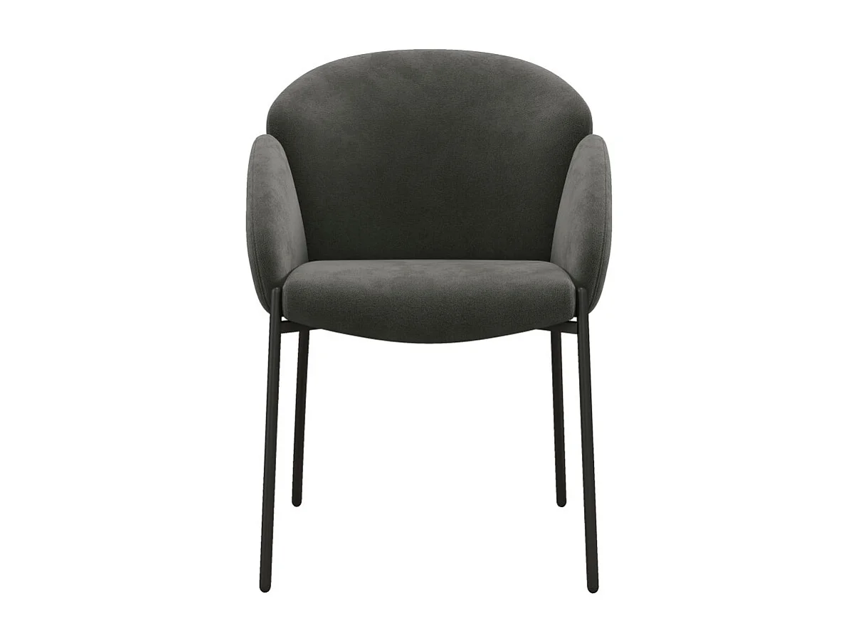 CANDICE - Fauteuil de table en tissu chevron Gris souris, métal noir(x2)