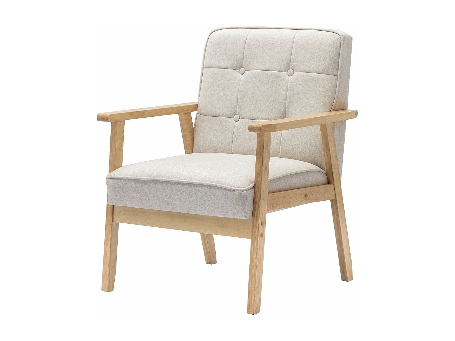 Poltrona Ulit in ciniglia beige e piedi in legno massello di faggio finitura naturale | Kave Home Italy