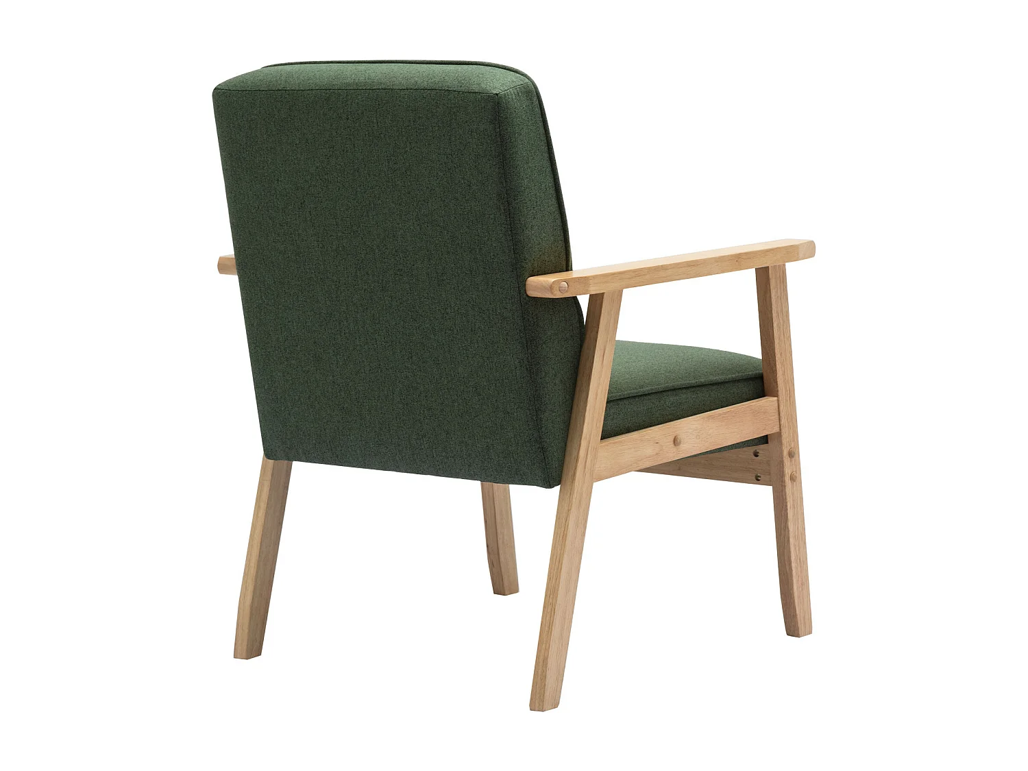 DOUGLAS - Fauteuil lounge en tissu Sauge et bois massif