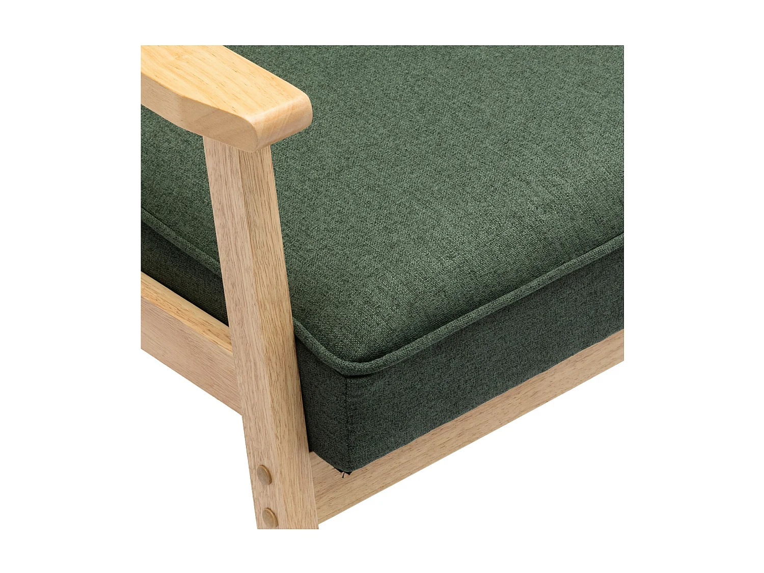 DOUGLAS - Fauteuil lounge en tissu Sauge et bois massif