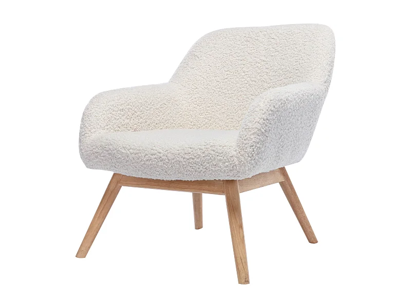 MALMO-Sillón de madera natural y tejido de rizo crudo