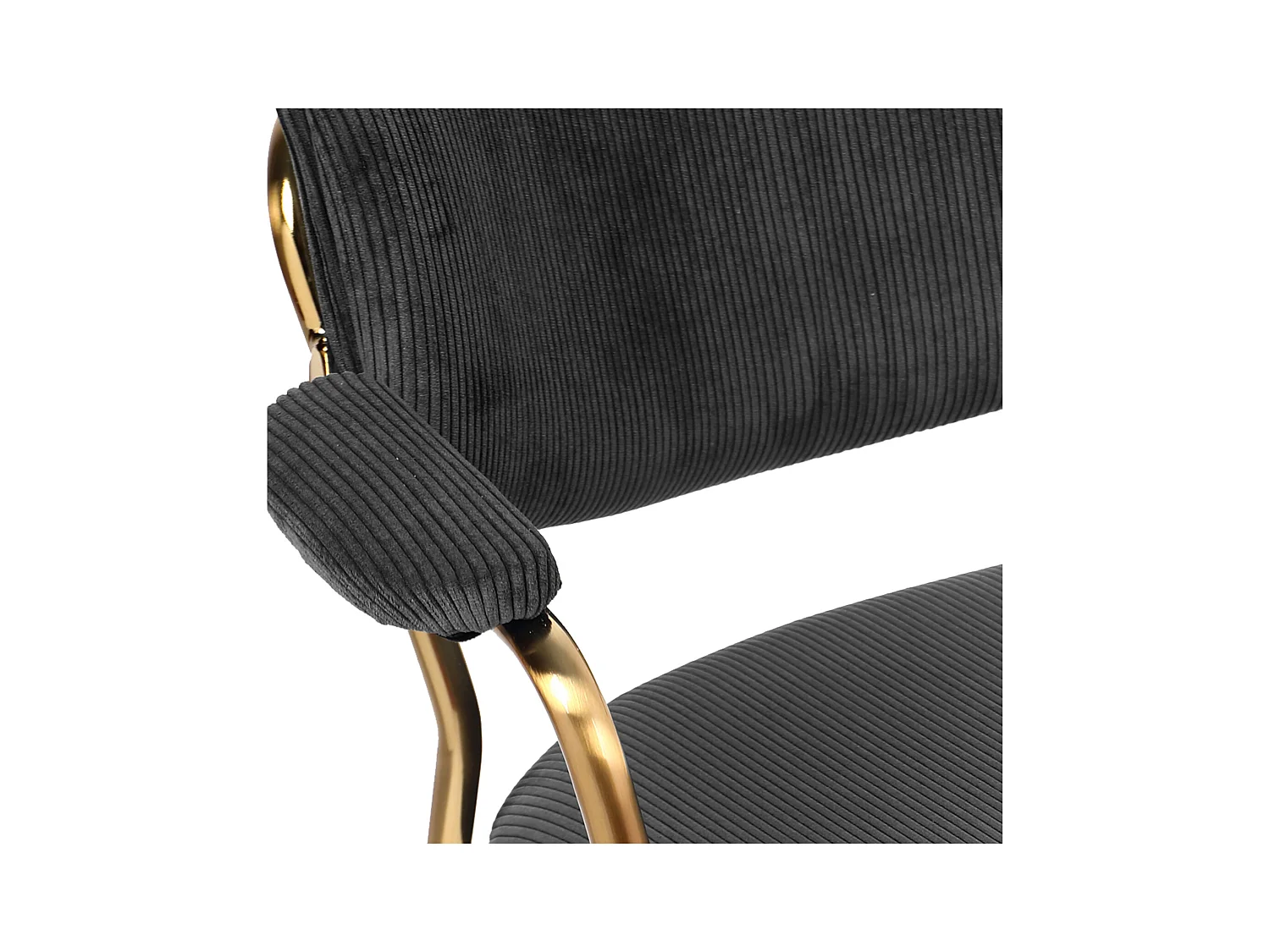 CLARA-Sedia in tessuto a coste Carbonio, metallo dorato(x2)