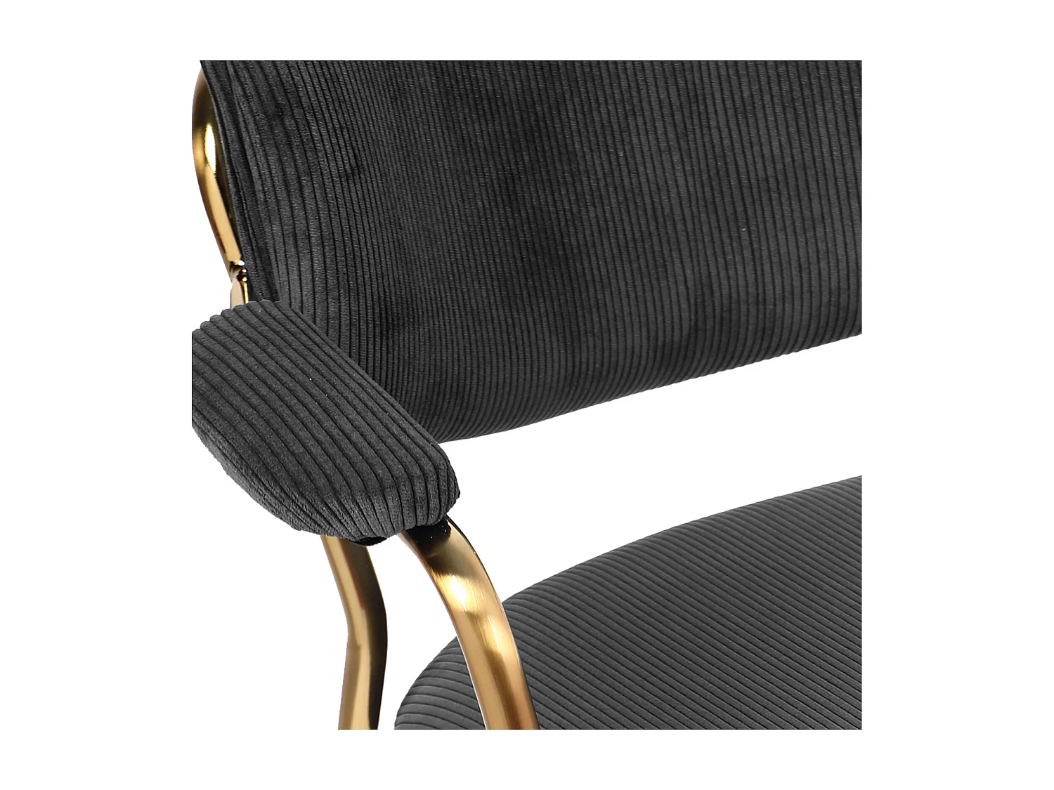 CLARA-Sedia in tessuto a coste Carbonio, metallo dorato(x2)